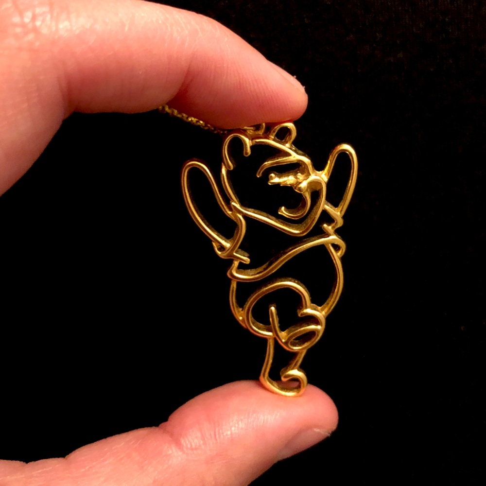 SOLD! ❌ on another site. Signed Disney gold Winnie the Pooh 925 chain necklace - Picture 1 of 7